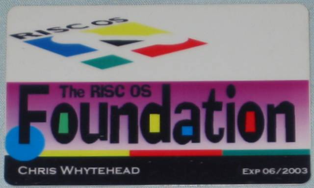 RISCOS Foundation membership card
