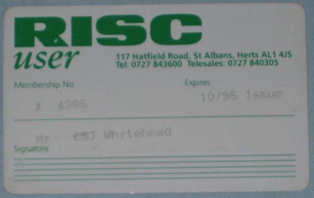 Risc user membership card