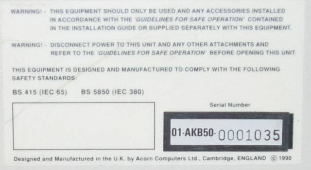 A540 label on bottom of case